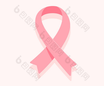 向量插图粉红色的丝带癌症意识象征孤立的白色背景平风格设计为<strong>乳房</strong>癌症意识月<strong>海报</strong>横幅网络网站