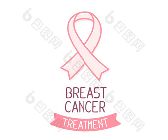 向量插图为乳房癌症意识月与粉红色的丝带癌症意识象征与文本白色背景行艺术风格设计为海报横幅网络网站