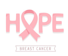 向量插图为乳房癌症意识月与粉红色的丝带癌症意识象征和词希望白色背景平风格设计为海报横幅网络网站