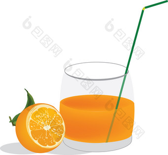 玻璃与橙色汁