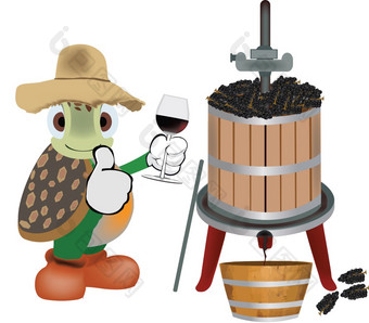 漫画乌龟类人酒生产商的地窖数字的塔陶鲁加的形式酒生产商