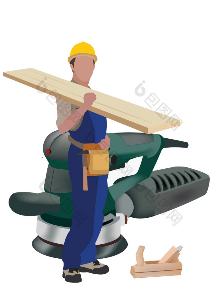 人工作西装与工作工具他的肩膀人工作西装与工作工具