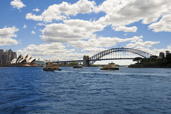 歌剧房子港口桥与船歌剧房子港口桥与船悉尼澳大利亚