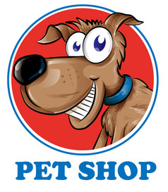 狗宠物商店吉祥物标志孤立的白色背景