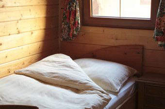 床上用品表而且枕头床<strong>上新</strong>的小木屋