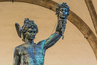的欢迎塞里青铜雕像Perseo挂的头<strong>美杜莎</strong>的兰子凉廊弗洛伦斯