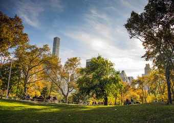 中央公园阳光明媚的一天新纽约城市新纽约美国11月中央公园阳光明媚的一天新纽约城市