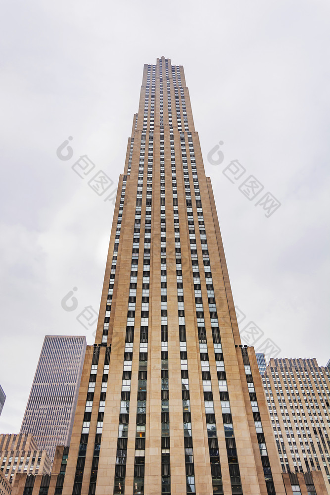 新纽约美国11月底视图的洛克菲勒中心摩天大楼