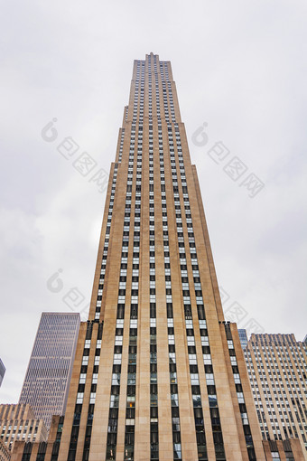 新纽约美国11月底视图的洛克菲勒中心摩天大楼