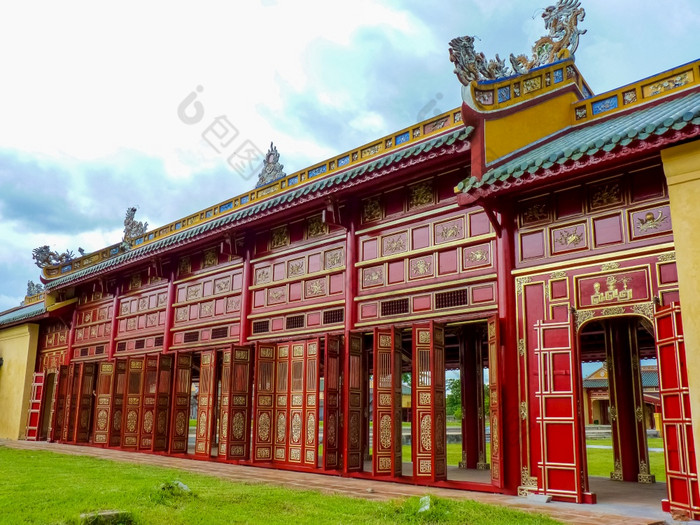 色调越南7月在户外部分的古老的色调城堡色调