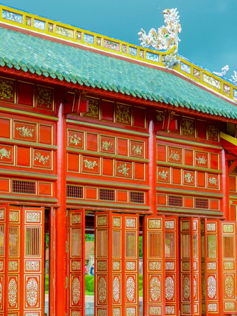 色调越南7月在户外部分的古老的色调城堡色调