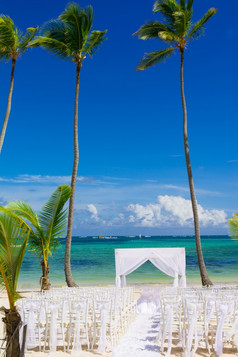 热带婚礼加勒比海滩事海滩高峰卡纳多米尼加共和国