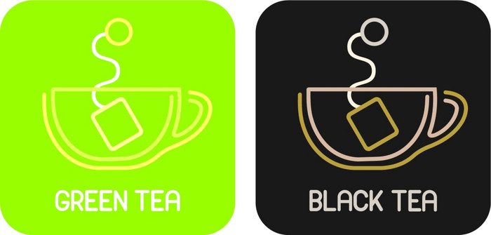 绿色茶和黑色的茶