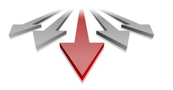 插图箭头与红色的箭头的引领象征为进步和成功每股收益向量