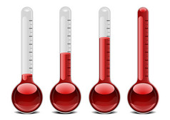 插图红色的温度计与不同的水平
