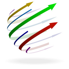 插图色彩斑斓的箭头与不同的大小和形状指出一个方向