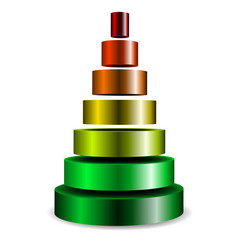 插图切片金属油缸金字塔填满与不同的颜色