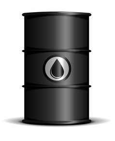 插图黑色的桶与石油标签