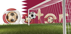卡塔尔大胆的信和足球足球球和足球目标d-illustration