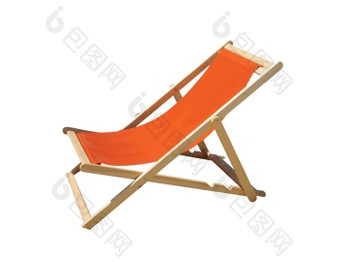 橙色休息室椅子橙色休息室椅子木和面料孤立的白色