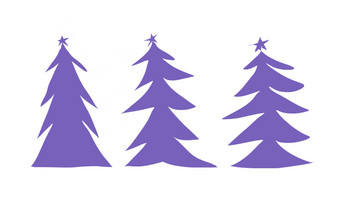 三个紫色的圣诞节树冬天背景新一年数字插图与三个紫色的圣诞节树插图孤立的白色