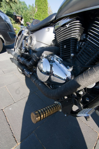 首页精心制作摩托车铬和白色前面轮瑞典首页精心制作摩托车铬