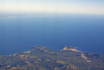 沿海景观空中视图阳光明媚的下午东部马略卡岛西班牙沿海景观空中视图阳光明媚的下午