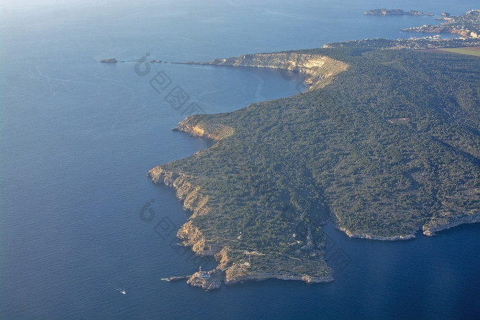 沿海景观空中视图阳光明媚的下午西南马略卡岛西班牙沿海景观空中视图阳光明媚的下午