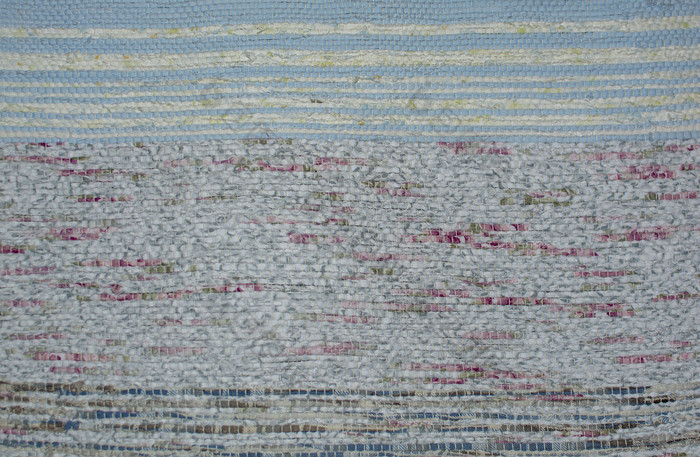 乡村编织棉花地毯纹理背景蓝色的白色和红色的颜色乡村编织棉花地毯纹理