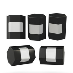 黑色的六角盒子包装与剪裁路径模拟包装为所有种类产品准备好了为你的设计
