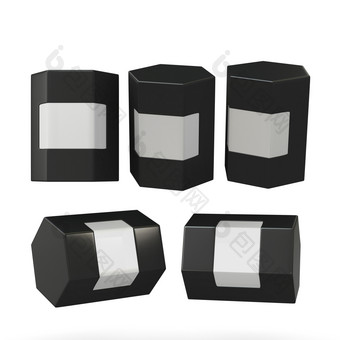 黑色的六角盒子包装与剪裁路径模拟包装为所有种<strong>类产品</strong>准备好了为你的设计