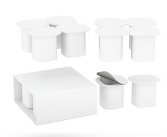白色空白塑料杯为乳制品产品就像酸奶奶油与剪裁路径模拟包装为你的设计而且艺术作品