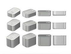 集铝矩形锡罐各种各样的大小一般可以包装与空白标签为各种食物产品准备好了为你的设计艺术作品剪裁路径包括