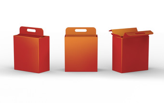 红色的纸板纸盒子包装与处理剪裁路径包括模拟包装为所有种<strong>类产品</strong>准备好了为你的设计