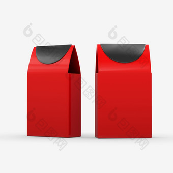 红色的和黑色的纸食物盒子包装与剪裁路径包装为各种食物饼干糖果茶零食礼物