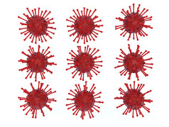 插图流感新冠病毒细胞孤立的白色与剪裁路径