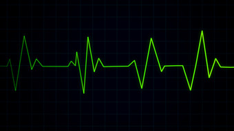 绿色心跳脉冲心电图屏幕心电图心电图有氧运动医疗保健概念
