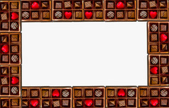 框架各种各样的巧克力与红色的心巧克力