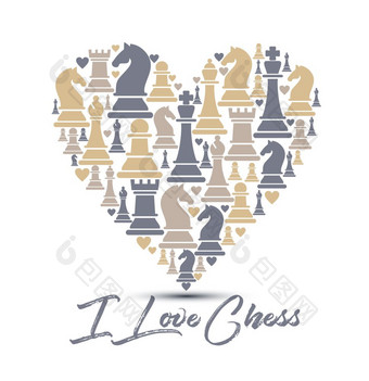 无缝的模式与国际象棋<strong>块</strong>向量插图打印与国际象棋<strong>块</strong>心设计爱国际象棋