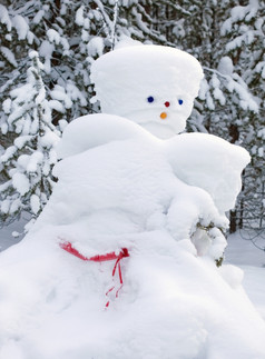 雪人使自然而且足智多谋男人。冬天