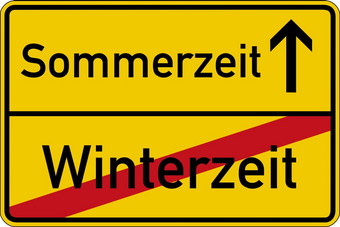 时间改变的德国单词为冬季而且夏季冬天和夏令时路标志