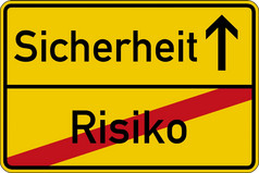的德国单词为风险而且安全Risiko而且安全路标志