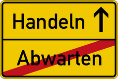 的德国单词为等待而且行为阿布瓦滕而且贸易路标志