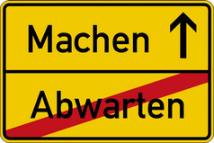 的德国单词为等待而且使阿布瓦滕而且做路标志