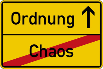 的德国单词为混乱而且订单混乱而且秩序路标志