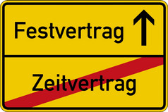 的德国单词为术语合同而且固定合同Zeitvertrag而且Festvertrag路标志