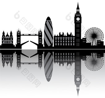 伦敦天际线与现代构架伦敦天际线与桥而且塔
