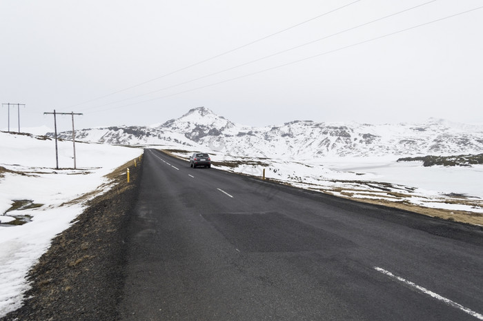 的路斯奈费尔斯内的岛冰岛与山冬天图片