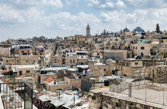 耶路撒冷以色列3月-视图从之旅的西墙耶路撒冷的老城市的莫斯林<strong>季度</strong>的老城市视图耶路撒冷从的西墙