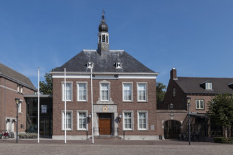 gemert荷兰9月-城市大厅建筑gemert老体系结构小镇大厅gemert荷兰